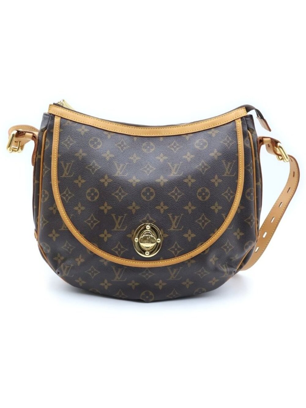 Louis Vuitton Monogram Tulum GM Shoulder Bag Brown Leather Gold